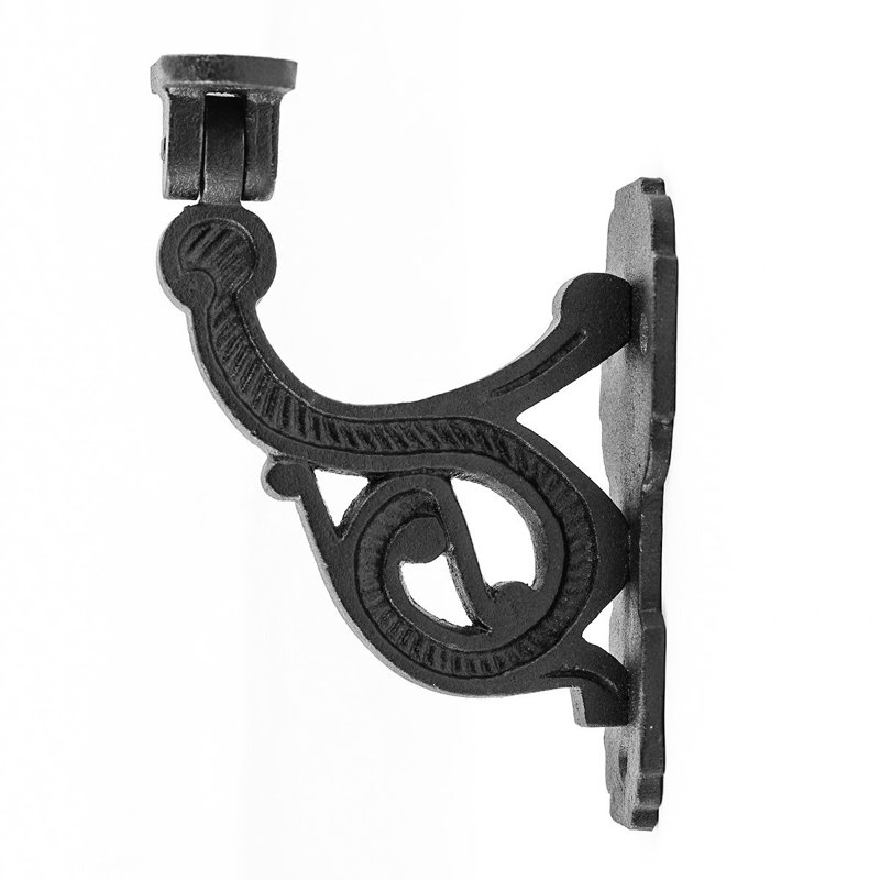 Black Wrought Iron Handrail Bracket for Stairs with Mounting Hardware