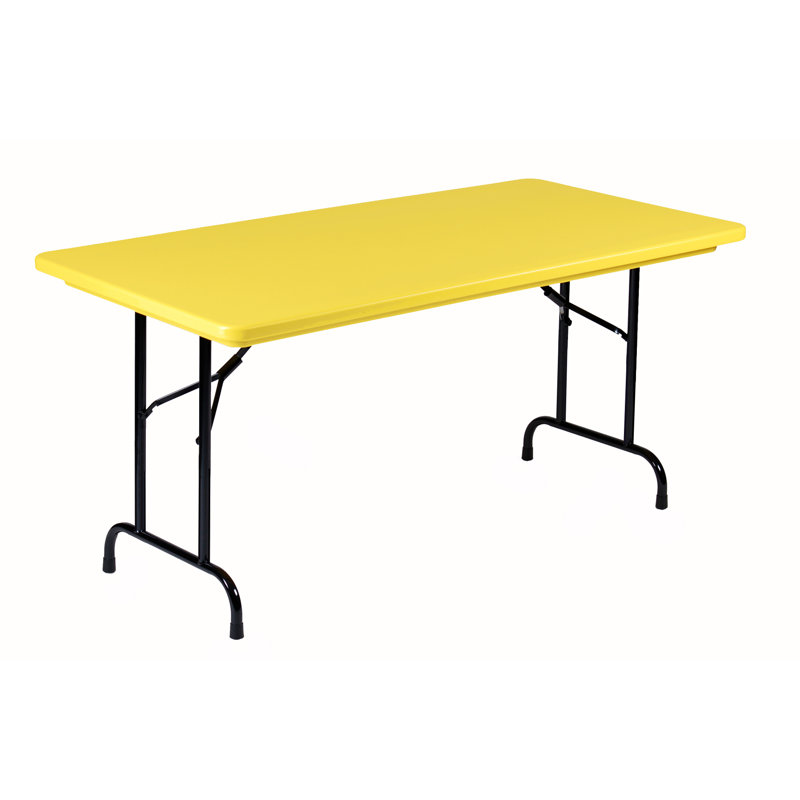 Table pliante rectangulaire en plastique, H 29 po x L 60 po x l 30 po, Jaune