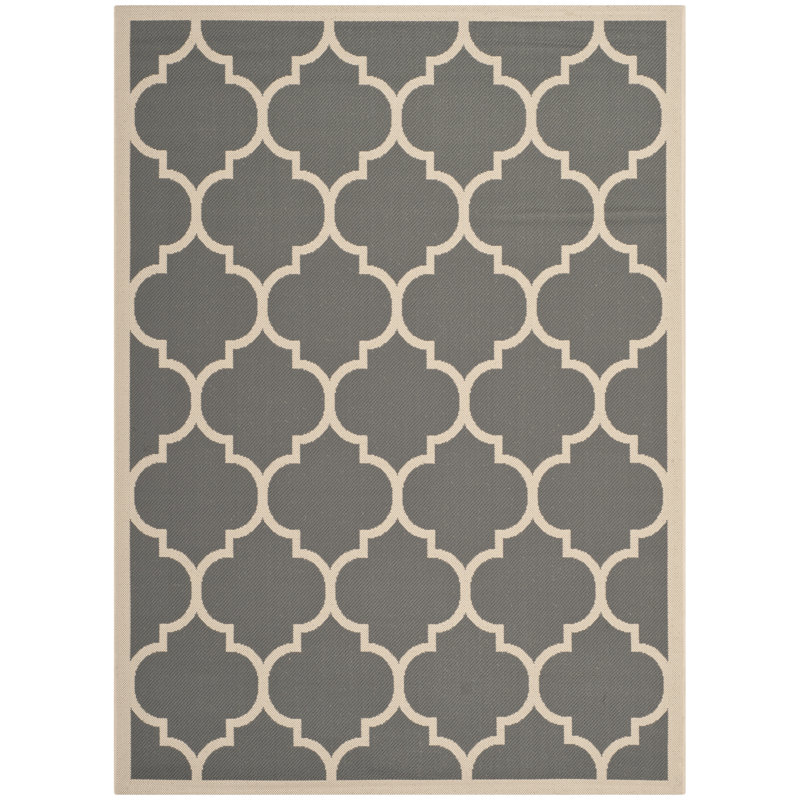 Tapis d'intérieur / extérieur gris / beige Arneshia, Rectangle 9 pi x 12 pi