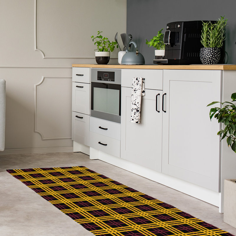 Tapis noir à carreaux, Tapis de couloir 2 pi 6 po x 8 pi