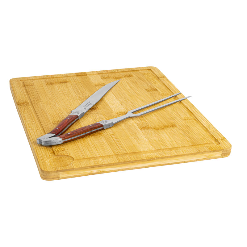 French Home Laguiole Carving Set with Wood Cutting Board, Pakkawood