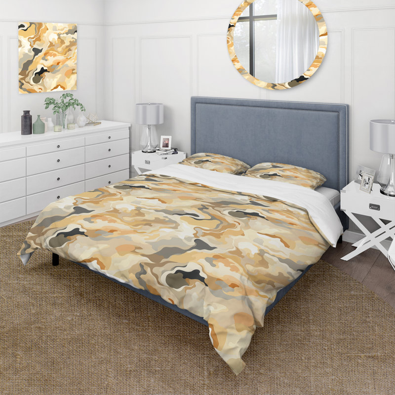 Literie camouflage désert dune de sable I, Housse de couette simple + 1 taie décorative stan