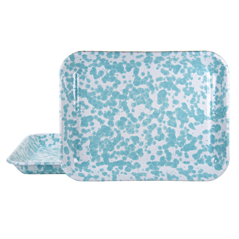Set of 2 Cobalt Swirl Quarter Sheet Trays, Sea Glass