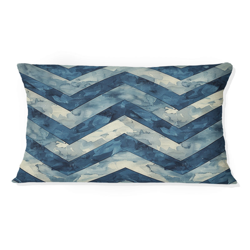 Coussin Chevron Harmony I - Glam, Bleu / Beige