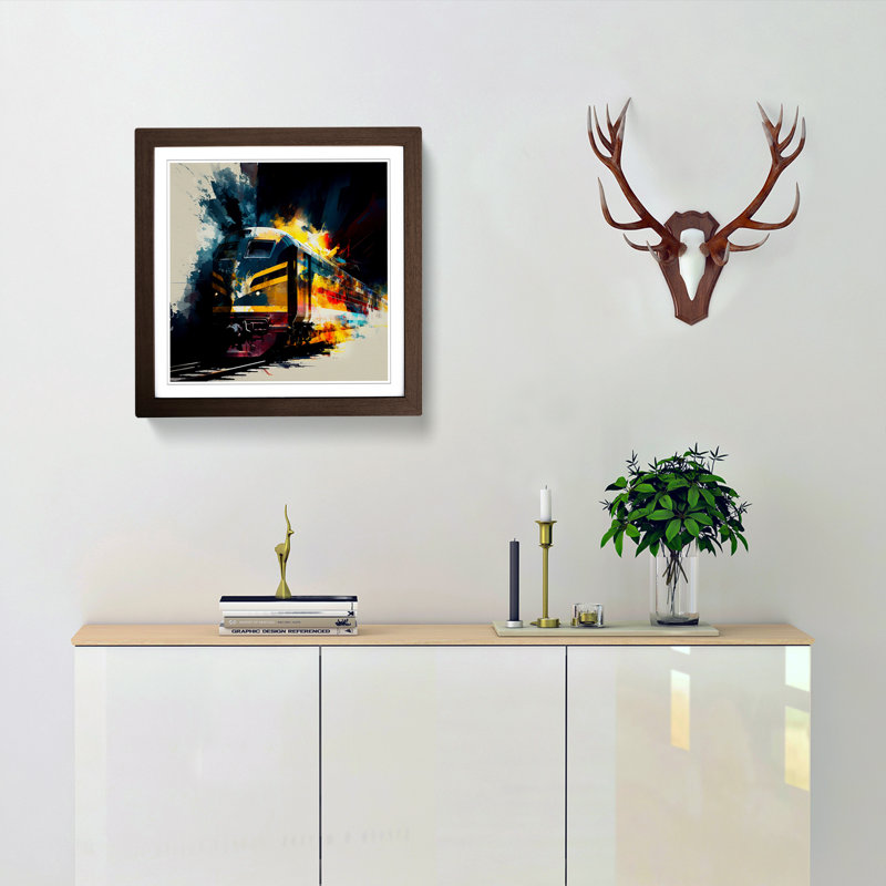 Train No.1 - Single Picture Frame Print on Wood, Walnut