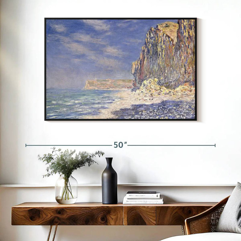 Falaises près de Fecamp, 40 po x 27 po, Cadre flottant noir
