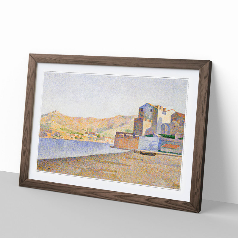 The Town Beach by Paul Signac - Picture Frame Painting, Walnut Framed, 36cm H x 48cm W x 2cm D