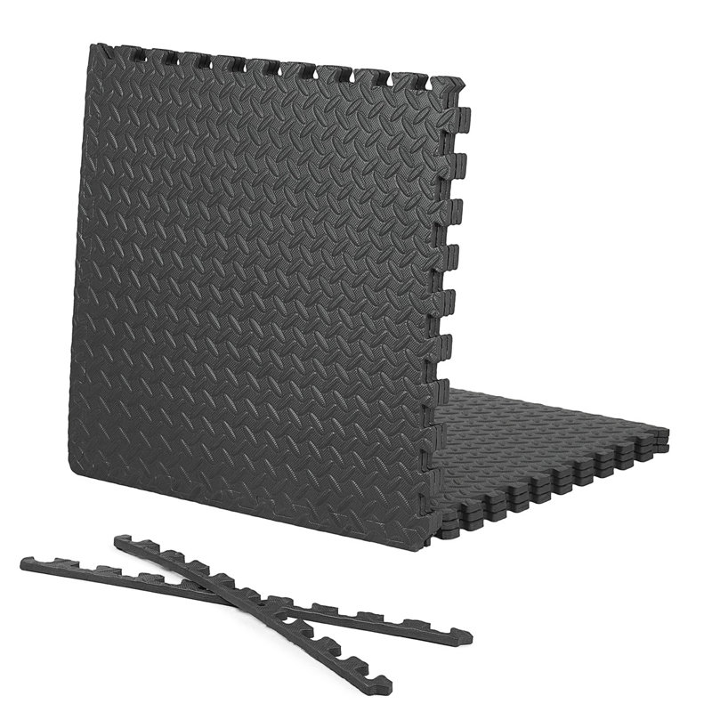 Black Diamond Pattern Interlocking Foam Gym Floor Tiles