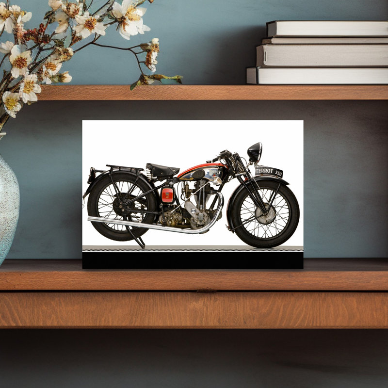 1934 Terrot 347Cc Type Hscg Supersport Moto classique abstrait paysage nature art mural, H 12 po x l 18 po