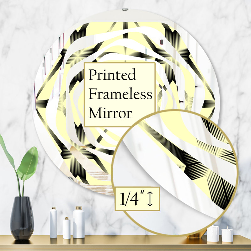 Miroir mural à motif moderne sans cadre, H 23,6 po x l 23,6 po, Ornement tourbillon de fleurs