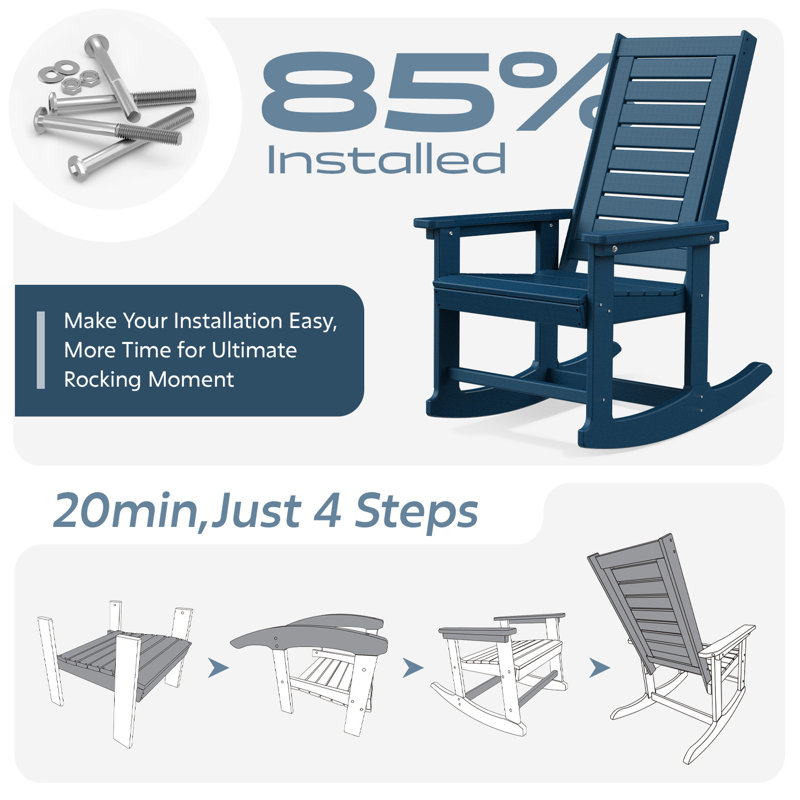 Chaise Adirondack berçante Hdpe (ensemble de 6), Bleu