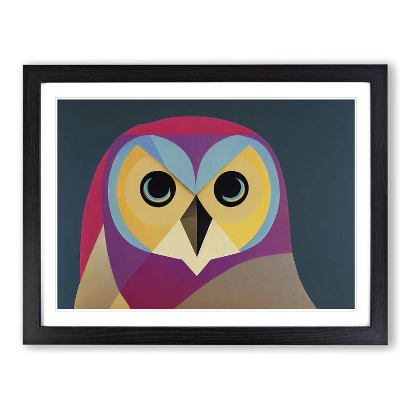 Abstract Barn Owl - Single Picture Frame Print, Black Framed, 46cm H x 64cm W x 2cm D