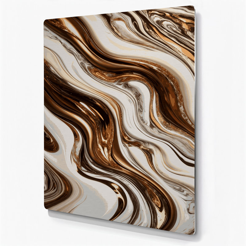 Art abstrait abstrait en métal beige 91, H 11 po x l 14 po