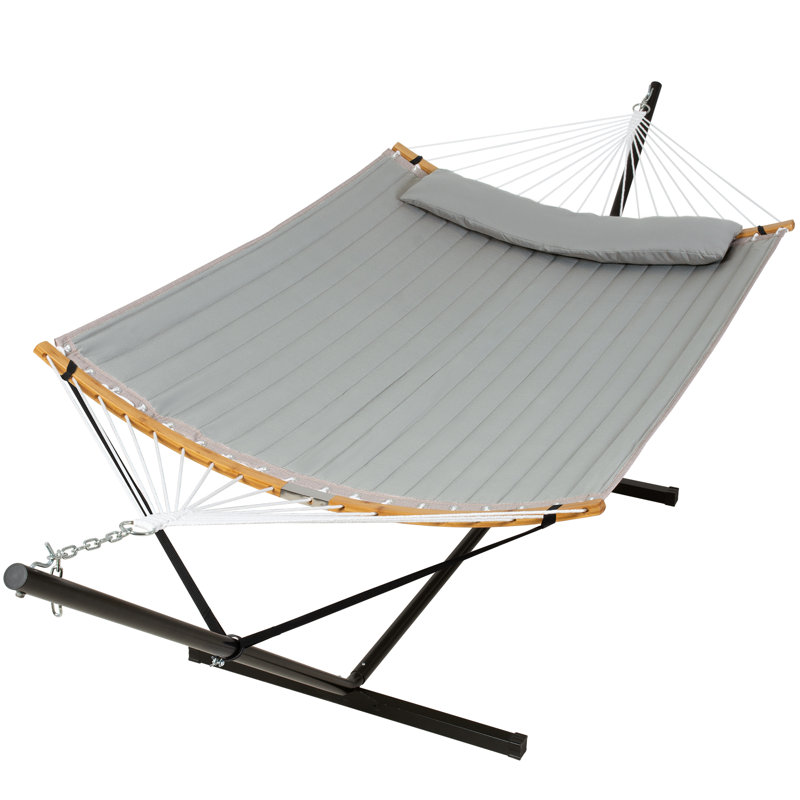 Grand hamac double de 55 pouces avec support Cruce, capacité 450 lb, Cruce, Gris clair