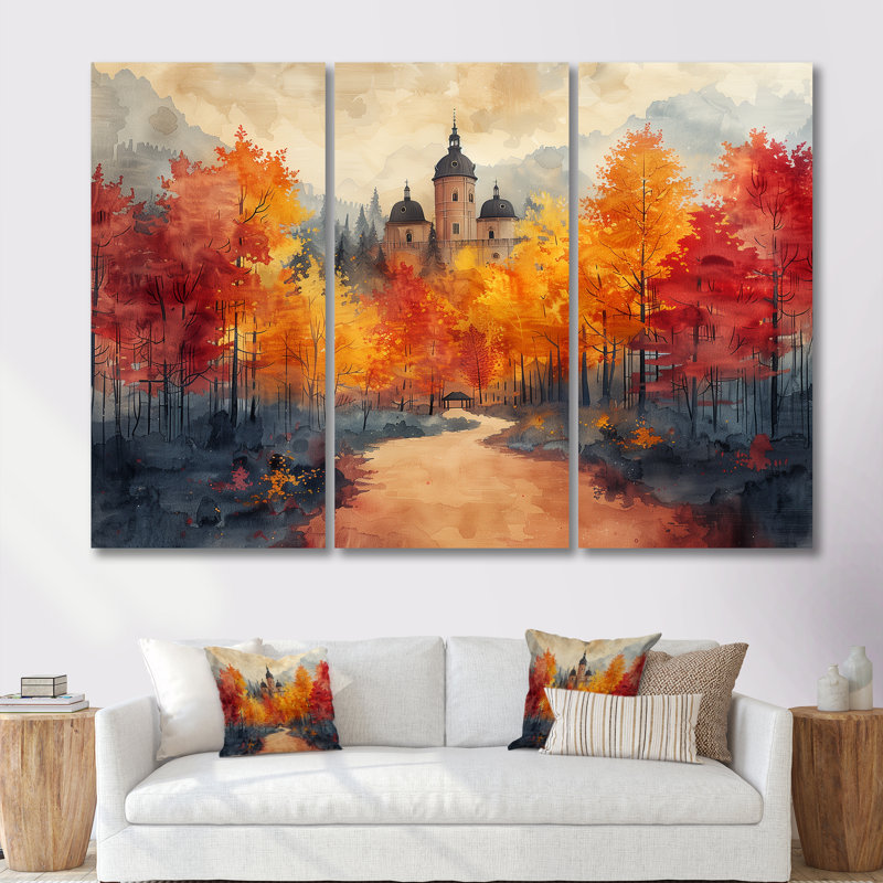 - Ensemble de salon d'art mural Chateaus, H 28 po x l 36 po x P 1 po, Canevas