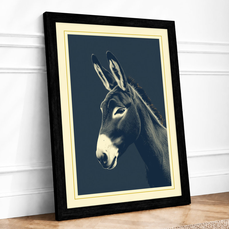 Donkey In Profile Minimalist - Print, Black, A3 - 42.0 x 29.7 cm