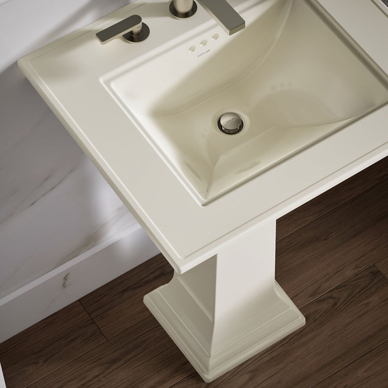 Memoirs® Stately 24" Pedestal Bathroom Sink with 4" Centerset Faucet Holes, Biscuit, 8" Centers, 34.75" H x 20.5" W x 24.5" L