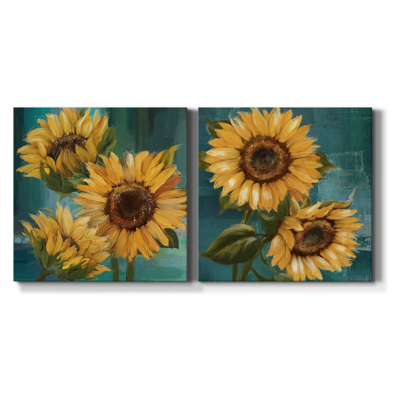 " Sunflower I " 2 - Pieces, 10" H x 10" W x 1" D