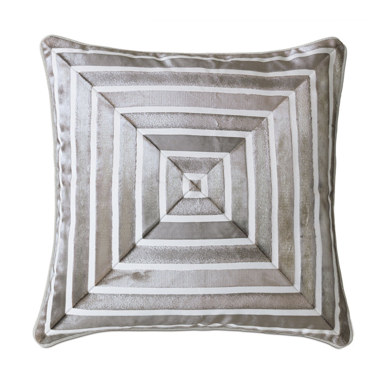 Vionnet Square Pillow Cover & Insert, Faux Down, 24"H x 24"W, Gray/Geometric