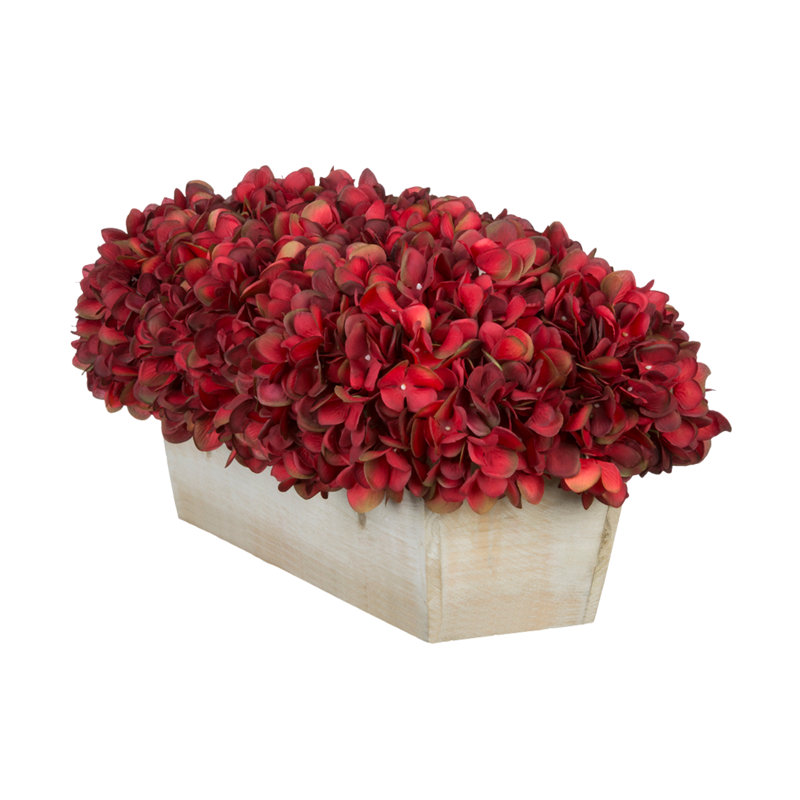 Arrangement d'hortensias bourgogne en tissu synthétique en pot, Bourgogne, Beige