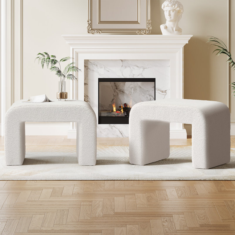 Manufactured Wood Accent Stool, White