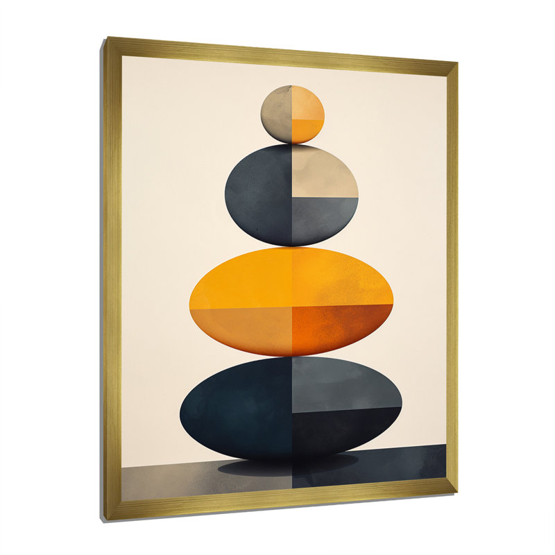 «Visual Tranquility Rock Balancing I» sur toile, H 32 po x l 16 po x P 1 po, Cadre doré simple