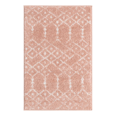 Geometric Rose Pink Area Rug