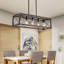 Luminaire suspendu de style campagnard industriel en bois rouge 32 po, lustre 5 lumières pour salle à manger, îlot de cuisine, décor de café