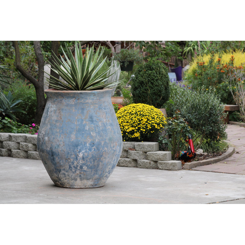 Pot de fleurs extra large en grès de la marque De Hacienda - Intérieur/Extérieur, Vert-de-gris
