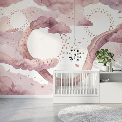 White Background Wallpaper Minimal Watercolor Wall Mural