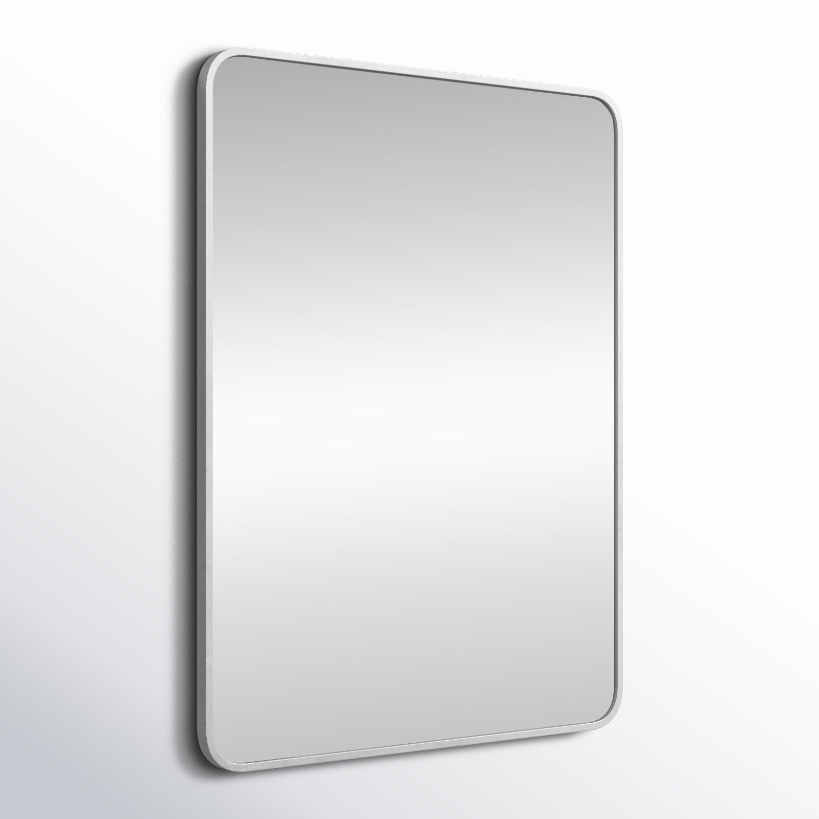 Sabine Metal Rounded Rectangle Wall Mirror, Silver, 40" x 30"