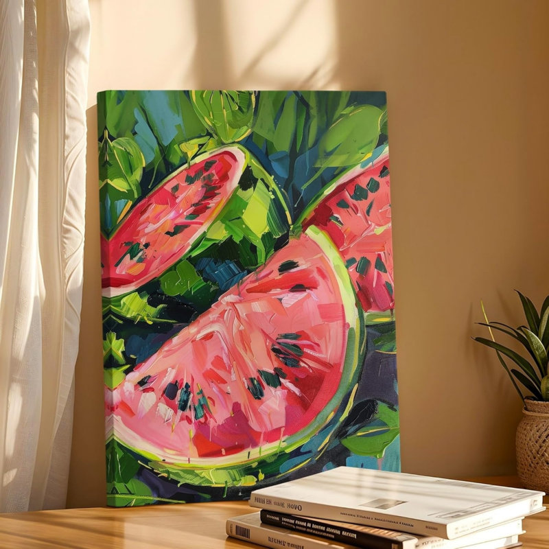 Peinture murale pastèque sur toile 18 x 12 pouces