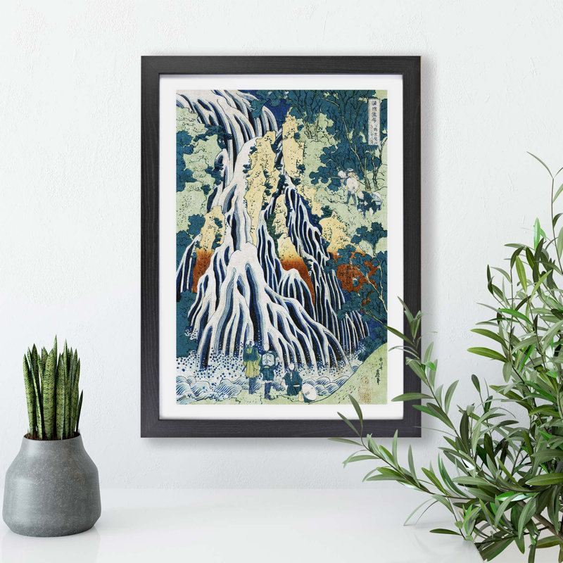 Shimotsuke Kurokami-Yama Kurifuri No Taki by Katsushika Hokusai - Framed Print, 45cm H x 63cm W x 2cm D, Black