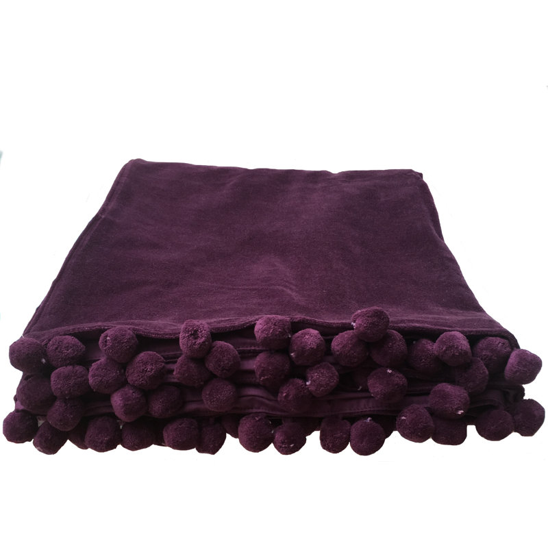 Reith Hand Woven Blanket with Fringe, Aubergine