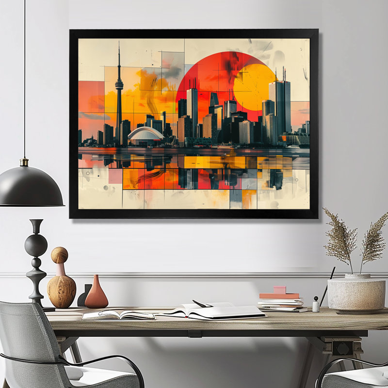 Ylan - City Toronto, art mural, H 12 po x l 20 po x P 1 po, Cadre simple noir