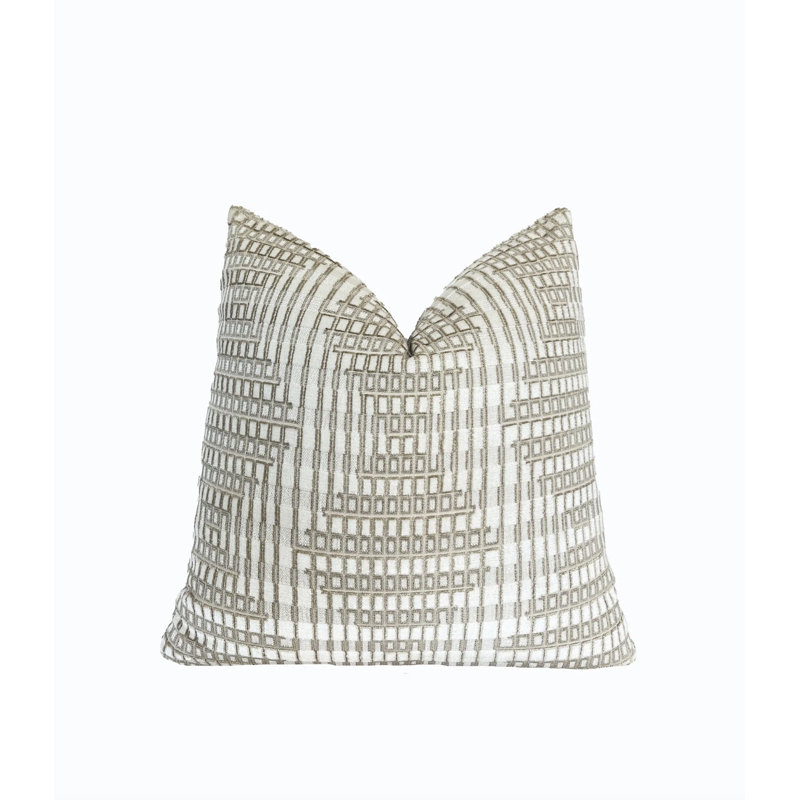 Housse de coussin géométrique en velours, Carré 20 po, Blanc