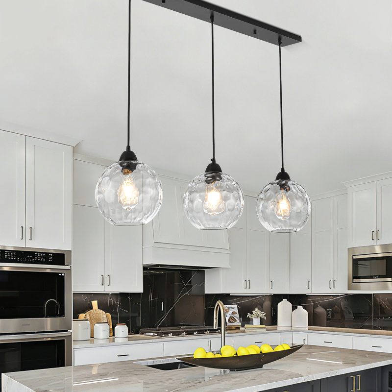 3 - Light Matte Black Kitchen Island Chandelier