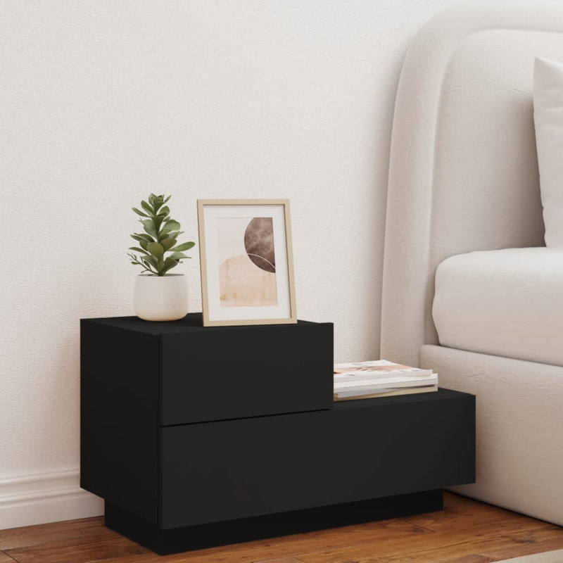 Brigett 36cm W Bedside Table, Black