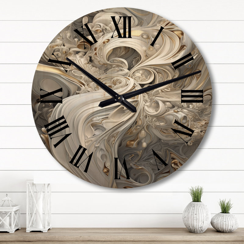 Horloge murale en bois massif Levaughn, Grand