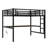 Full Size Space-Saving Metal Loft Bed with Desk, USB Charging, LED Light, Power Outlet & Noise-Reducing Design, Black-1715450228