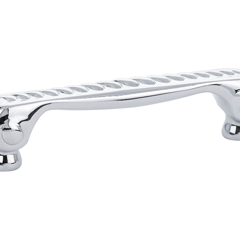 Poignée arche 4 po en corde, 4", Chrome poli