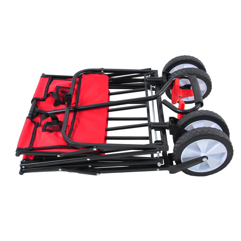 Chariot pliant robuste - 21,65 po de largeur, rouge 600D pour le camping, le magasinage et les sorties à la plage, Rouge