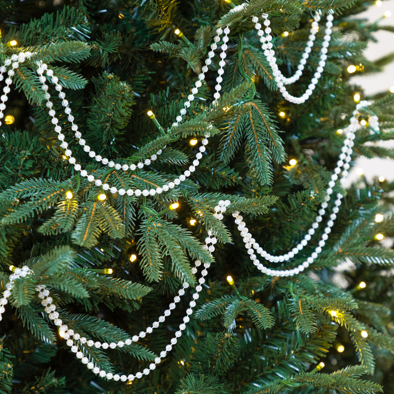 Guirlande de Noël perlée artificielle, Clear, L 15 pi