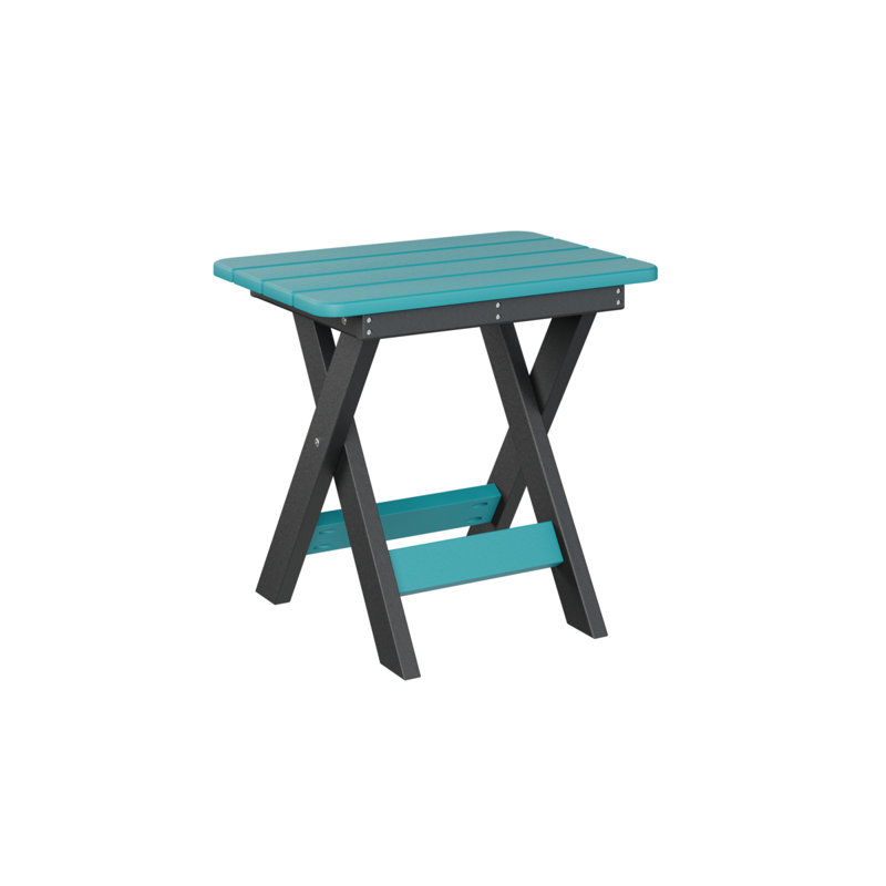 Outdoor Rectangle Side Table, Black, Aruba Blue