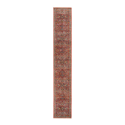 Tapis rouge brique à motif floral Alkire