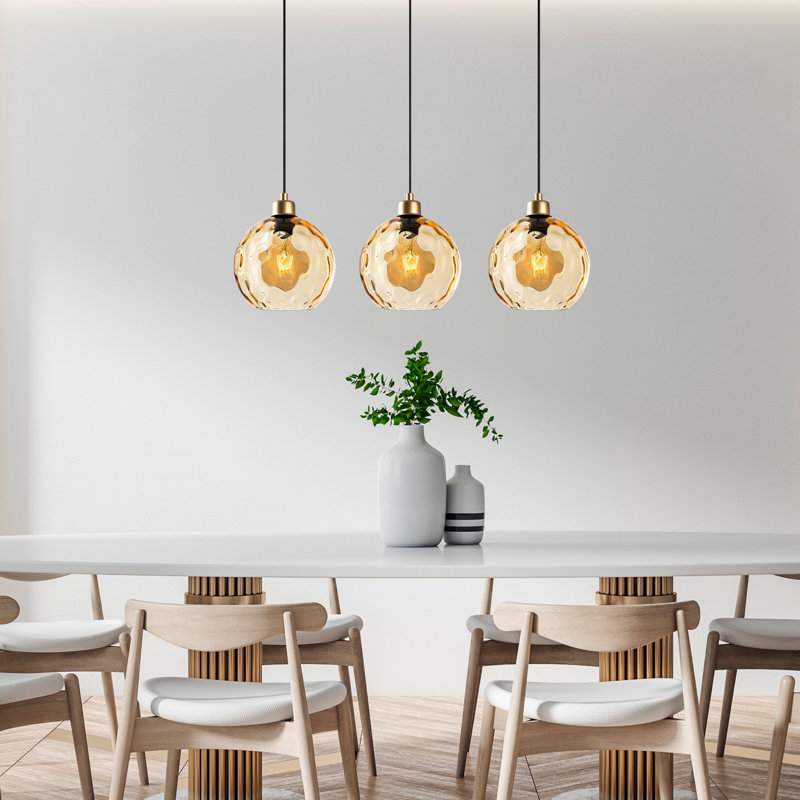 Lustre réglable élégant, structure en métal, 27,6 po x 7,9 po x 47,2 po | Finition jaune élégante | 3 x douilles E27 (40 W maximum) | Parfait pour la salle à manger et les espaces de vie | Hauteur réglable de 15,7 à 47,2 pouces