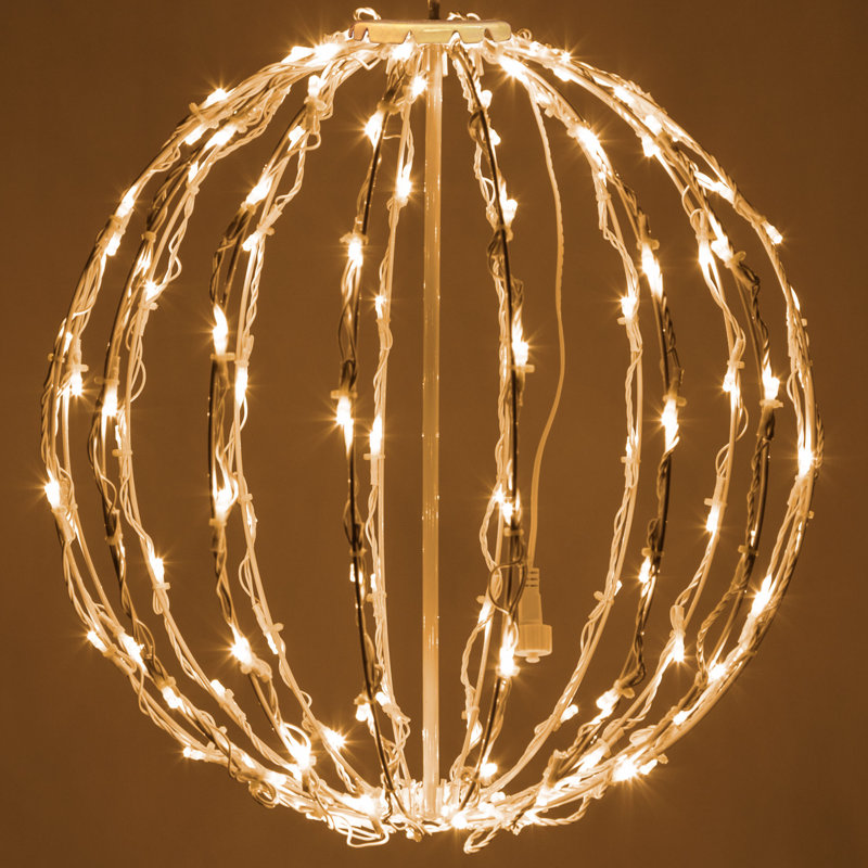 Fold-Flat LED Metal Lighted Outdoor Decoration, 16" H x 16" W x 16" D, Warm White
