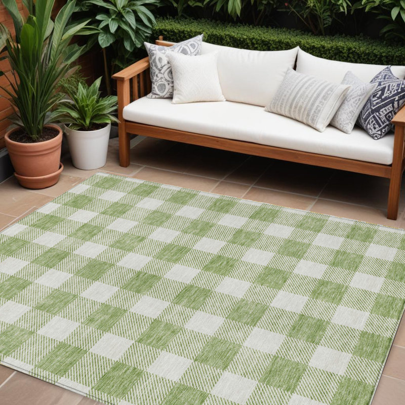 Tapis intérieur / extérieur 10 pi x 14 pi vert et gris lavable