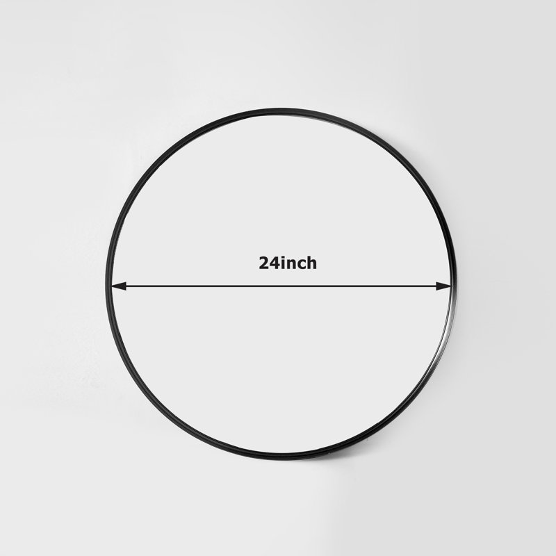 Mordern-Design Round Deep Framed Waterproof Bathroom Mirror, 24" H x 24" W
