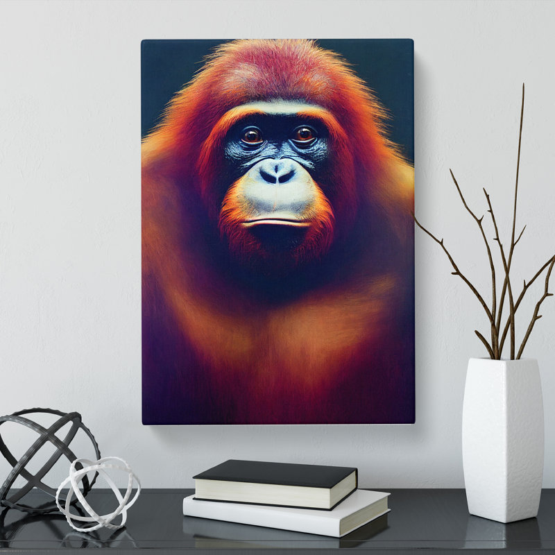 Interlachen Face Of An Orangutan - Wrapped Canvas, 50cm H x 35cm W x 3cm D